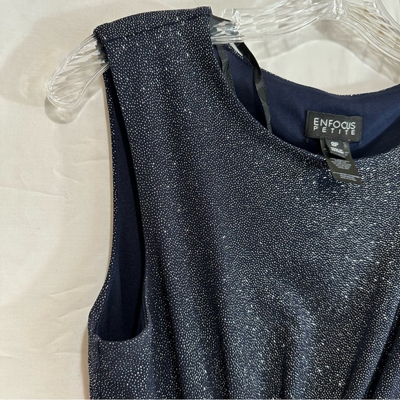 Enfocus Petite Womens Sleeveless Glitter Faux Wrap Dress in Navy Size 8P - Picture 5 of 7